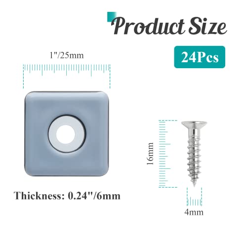 1" (25mm) Screw on Furniture Sliders, Gray/Black, 24pcs - size: 1 inch x 1 inch