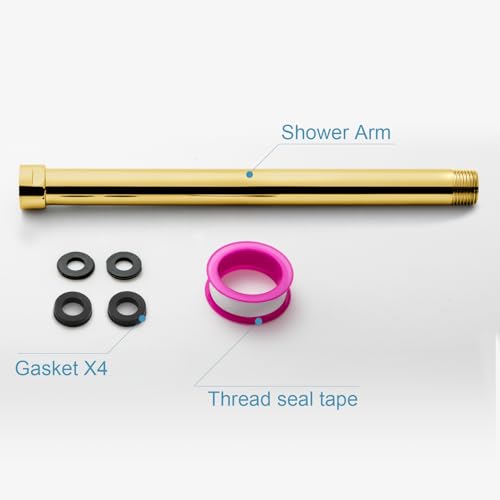 OFFO Shower Head Extension Arm, Shower Arm Extension Shower Head Extender Made of 304 Stainless Steel Shower Pipe Extension, Bright Gold 10 in - color: Bright Gold, style: 10 in