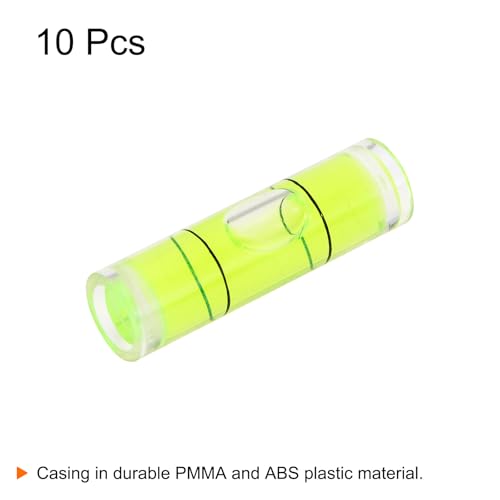HARFINGTON 10pcs Small Cylindrical Bubble Level Vials 10x35mm PMMA Mini Horizontal Bubble Spirit Level Measuring Layout Tools for RV TV Picture Frame Hanging Tool Leveler - size: 10x35mm