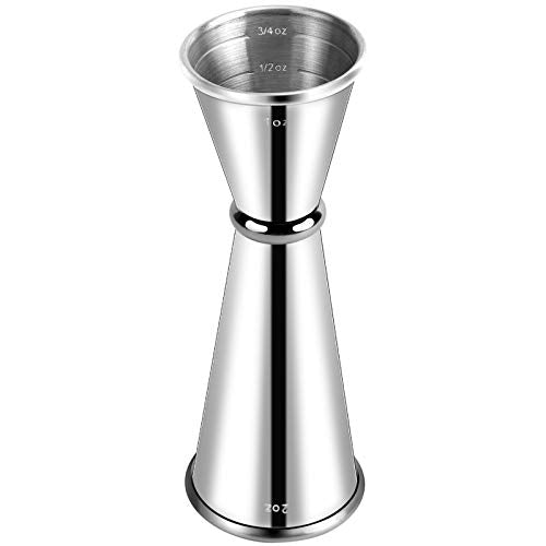 Briout Double Cocktail Jigger for Bartending, 2 OZ & 1 OZ, Rolled Edge - color: Silver, size: Rolled Edge-1oz/2oz-1PC