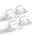 Ceptics Europe Travel Adapter Plug Set Schuko - 4 Input - Ultra Compact - Light Weight Type C, Type E/F - USA to Any Type C E/F Countries Such as Germany, France- 4 Pack (PT-9-9C-4PK),White - size: 4 Pack, style: Type C , E/F - European 2 pack set