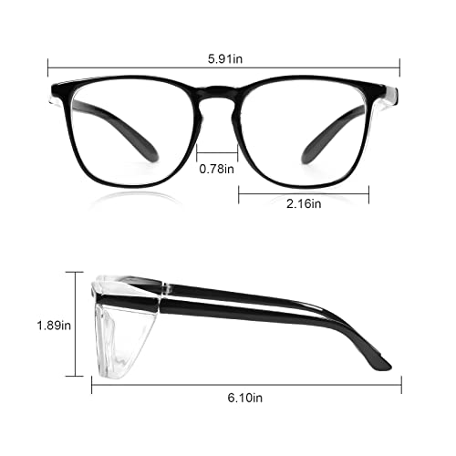 Safety Glasses Goggles for Women Girls Anti Fog Protective Eyewear Glasses - color: 4 Pack: Blue+black+tortoise+clear