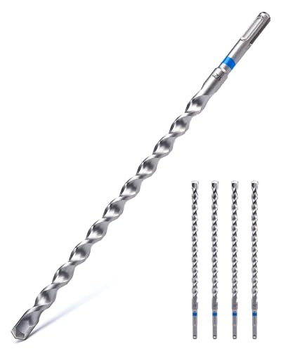 toolant SDS Plus Rotary Hammer Drill Bits Set for 1/2" x12inch 4pcs,Carbide Tipped 2-Cutter for Concrete,Masonry and Brick - size: 1/2"-4PCS(12")