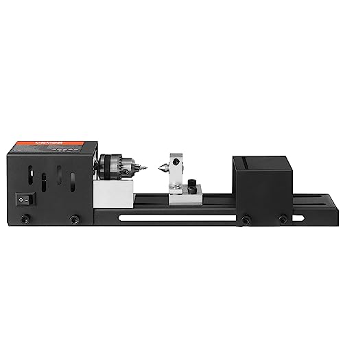 VEVOR Mini Lathe Machine, 2.76 in x 6.3 in, 24VDC 96W Mini Wood Lathe Tools Milling Machine Accessories, 7 Speeds 4220/5300/5650/6350/6660/7050/8450 RPM, for DIY Woodworking Wood Drill Rotary Tool - size: 2.76 in x 6.3 in