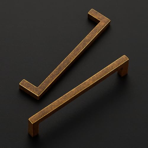 Ravinte Antique Brass Cabinet Handles Solid Cabinet Pulls 5 Inch CC, 5 Pack | Zinc Alloy, Slim Square Bar Grip, Smooth Drawer Pull Feel, Kitchen Cabinet Update, For Cupboards, Dressers, Drawers, Hardware - color: Antique Brass, size: Flat Black 5" Hole Ce