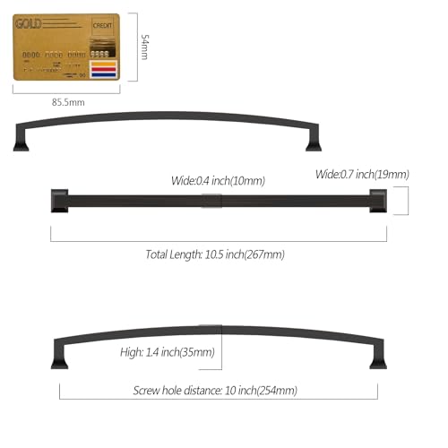 Amerdeco 10 Pack Oil Rubbed Bronze Cabinet Pulls 10" - color: Oil Rubbed Bronze, size: 10" hole center