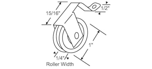 Brixwell Spring Roller Assembly, Nylon Wheel, Metal Bracket, 1" Diameter, 1/4" Width, 15/16" Length, 1/2" Mount Width, Replacement Hardware, White Wheel and Gray Finish, Pack of 2