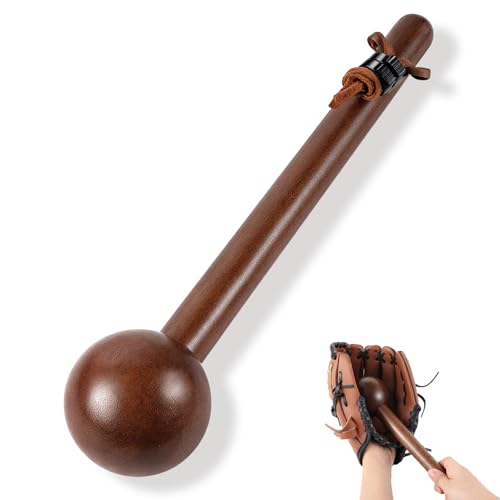 Hollowfly Baseball Glove Mallet 12 Inch Baseball Softball Glove Shaping Hammer with Leather Rope- Quick Create Ball Shaped Pocket for Softball - color: Walnut Wood Color