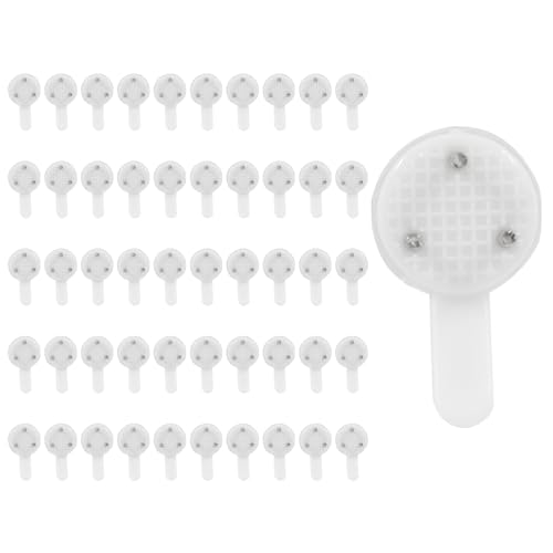 Hordion 50 PCS Plastic Picture Hangers 25*15mm Photo Frame Hanging Hooks | Traceless Wall Hooks, Invisible Nail Hardwall Hanger for Hanging Picture, Photo, Frame