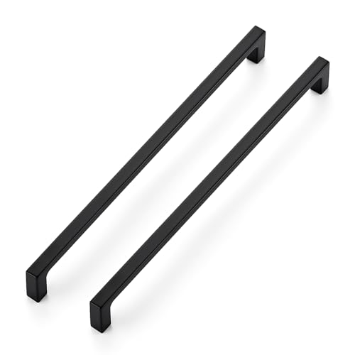 Ravinte Matte Black Square & Solid Cabinet Handles,10 Inch,30 Pack | Zinc Alloy, Flat Black Finish, Screws Included,Drawer Pulls, Cabinet Hardware for Kitchen & Drawer - size: 10 Inch Hole Center