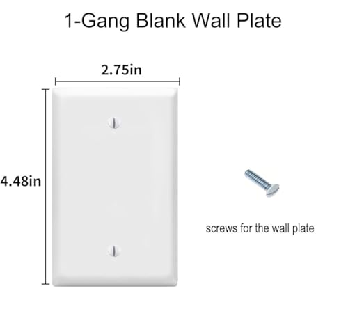 ZEFTV Blank Wall Plates 1-Gang blank Switch Outlet Electrical Cover Plate Unbreakable Thermoplastic Faceplate for Light Receptacle Outlet Switch, White (6 Pack) - color: Single Blank, size: 6 Pack