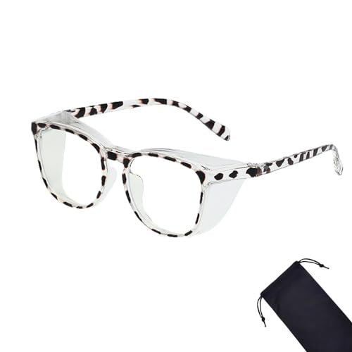 Safety Glasses for Men Women, Anti Fog Safety Goggles Comfortable Blue Light Blocking UV Protective Adult Nurse - color: Square Leopard 2pack