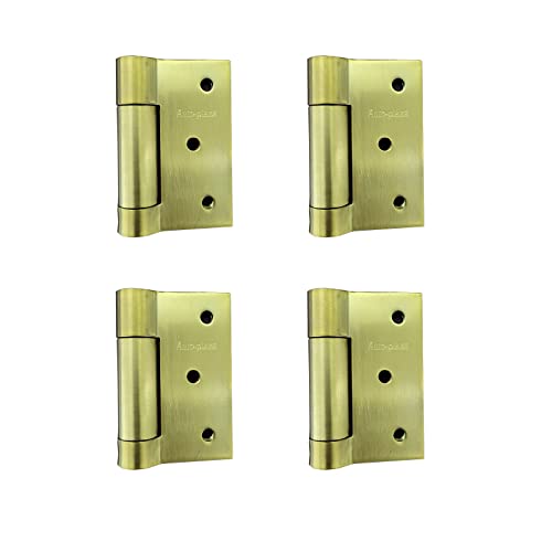 4 Pcs Self-Closing Stainless Steel Door Hinge Spring Door Hinges Brass Heavy Duty Square Thickness 3mm (3 inch) - size: 3 Inch