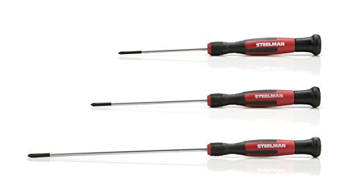 STEELMAN Precision Steel Shaft 6-Piece Long Electronics Screwdriver Set, Variety of Slotted/Phillips Sizes, Swivel-Head, Magnetic Tips - size: 6 Piece - Long