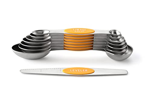 Spring Chef Stainless Steel Magnetic Measuring Spoons Set of 8, Mango - color: Mango, size: 1-Pack