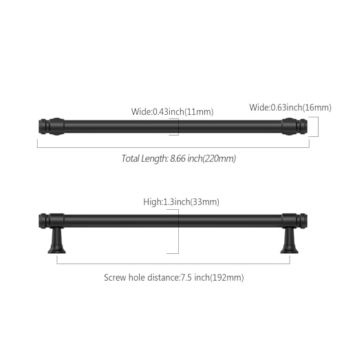 9BUILD 10 Pack 7.5 Inch Matte Black Cabinet Handles,Kitchen Hardware - color: Matte Black, size: 7.5"/192MM Hole Center
