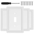 OKAYZIP White Decorative Single Toggle Light Switch Covers Wall Plate | 4 Pack Natural Material Switch Plate Covers - Modern Style, Elevate The Look of Your Light Switches - size: 1 Toggle 4 Pack