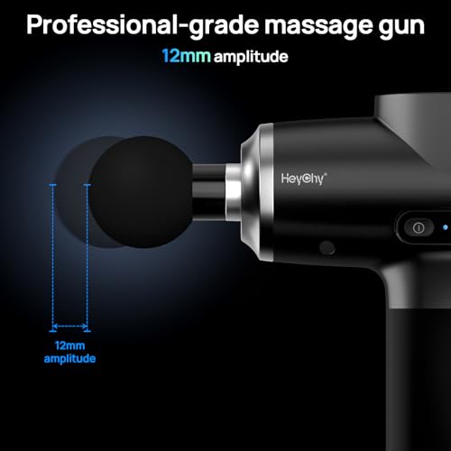 HEYCHY Massage Gun Deep Tissue, 6 Heads Muscle Massager Heat Therapy - color: Gloss Black