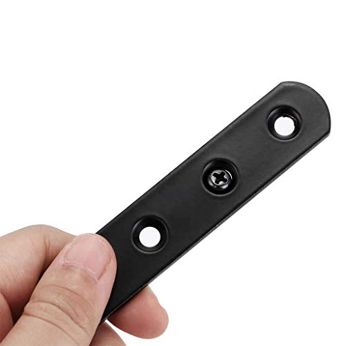 Sumnacon 8Pcs Stainless Steel Flat Plates - 4 Inch Heavy Duty Mending Plate Straight Corner Brace Brackets Connector Furniture Repair Fixing Joint with Screws, Black - size: 4 Inch Black