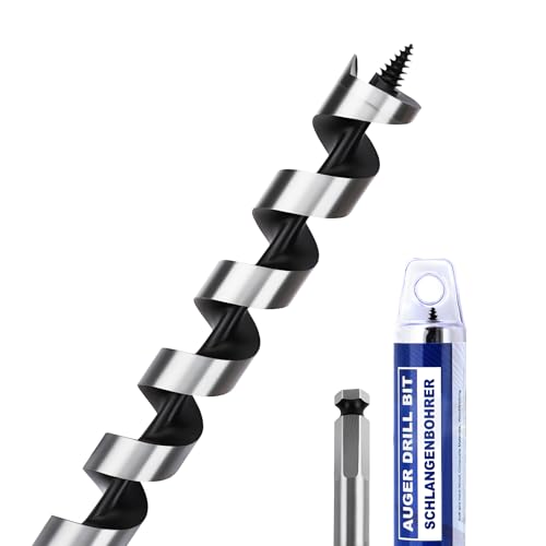 1-1/4" X 18" Auger Bit for Wood, 32x460mm Hex Long Auger Drill Bit | 3/8" Hex Shank,for Hard Wood,Ship, Composite Materials, Drywall and DIY Projects - size: 1-1/4" (32mm)diameter, style: 18 inch / 460mm Length