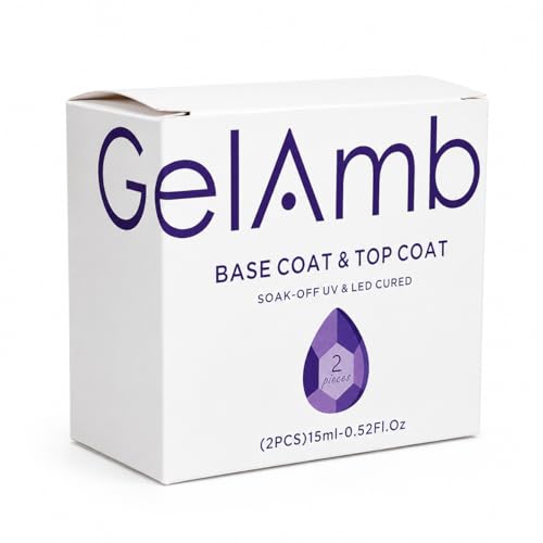 GELAMBER 2Pcs 15ml No Wipe Gel Top Coat and Base Coat, Base and Top Coat Gel Nail Polish Set, Essentials for Super Shiny and Long-Lasting Foundation Finish Nail Art Design Gift - color: Base&Top Coat