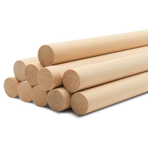 ALBO 1/2" x 36" Wooden Dowel Rods Set - 10 Pack Birch Natural Long Thin Craft Rods Furniture Parts Hangers Decor Hardwood Sanded Smooth Woodworking Material DIY Bulk Professional - size: 1/2" x 36" 10 Pcs