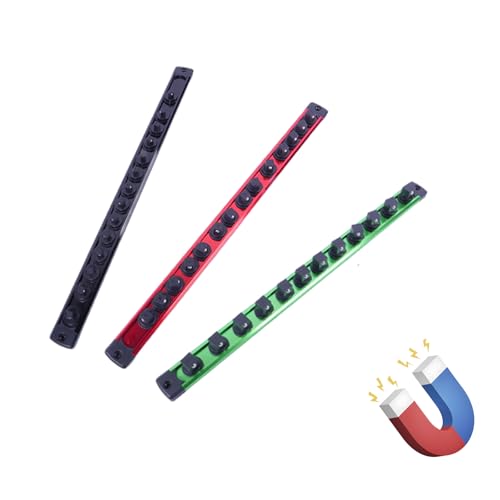 Magnetic Socket Holder Organizer Set - color: Black Red Green, size: 1/2 1/4 3/8(3PC）