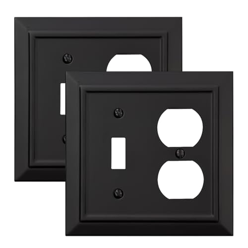 Classic Architecture Wall Plates,Light Switch covers, Electrical Outlet Covers, Duplex receptacle wall plates,Mid Size Bamboo Fiber Material Switch plates Matte Black (2 Gang Toggle/Duplex 2PK) - style: 2 Gang Toggle/Duplex 2PK