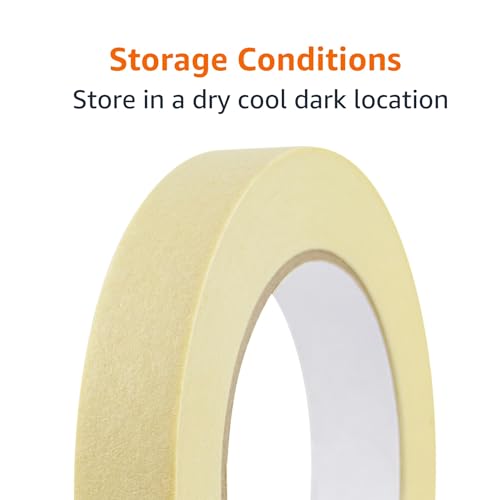 Amazon Basics Low Tack Masking Tape, General Purpose, Hand Tearable, Removes Easily, for Labeling, 0.7 inch x 180 feet, Beige, 3-Pack - size: 0.7 Inch by 180 Feet