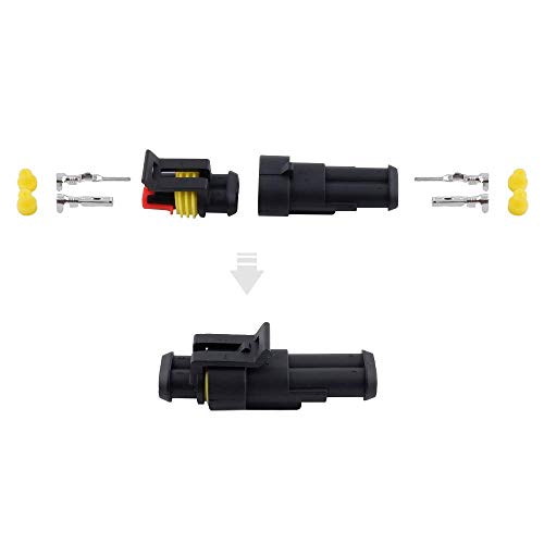 MUYI 10 Kits 2 Pin Way Electrical Connectors for 20-16 AWG Wire Cable 10A - style: 2pin connector(10 sets)