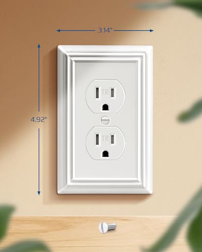 DEWENWILS 4 Pack White Outlet Cover Plate, White Metal Outlet Covers - color: White, size: 1 Duplex 4PK