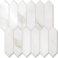 Vamos Tile Glossy White Marble Backsplash Tile Peel and Stick, 12.8 x 12.8 Inch 10 Sheets Long Hexagon PVC Self Adhesive Mosaic Wall Tiles Stick on Backsplash for Kitchen and Bathroom - color: Glossy White Marble