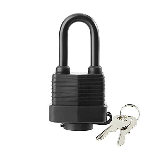 SafiSwords Waterproof Padlocks Keyed Alike for Outdoor use, Covered Heavy Duty Laminated Steel Lock, 1-9/16 Inch. Wide, Long Padlock, Pack of 12