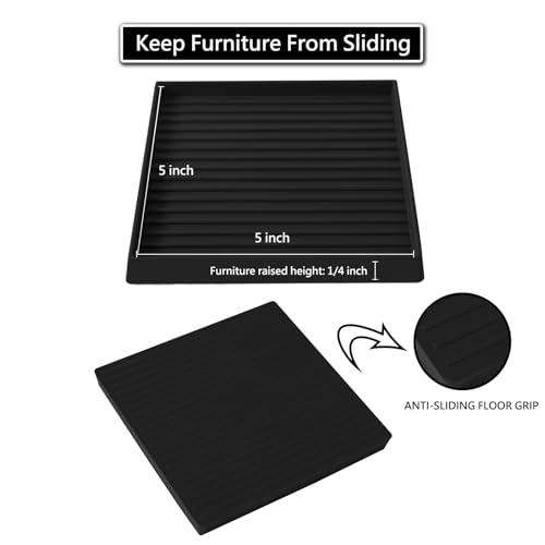 Jayen Non Slip Furniture Caster Cups Coasters Pads for Hardwood Floors, 5x5 - size: 8 Pcs Black