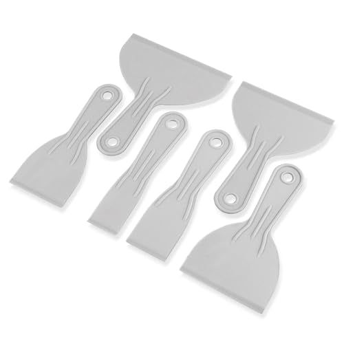 6 PCS Plastic Putty Knife, Flexible Paint Scrapers, Spackle Tool for Spackling, Repairing Drywall, Removing Wallpaper and Applying Plaster