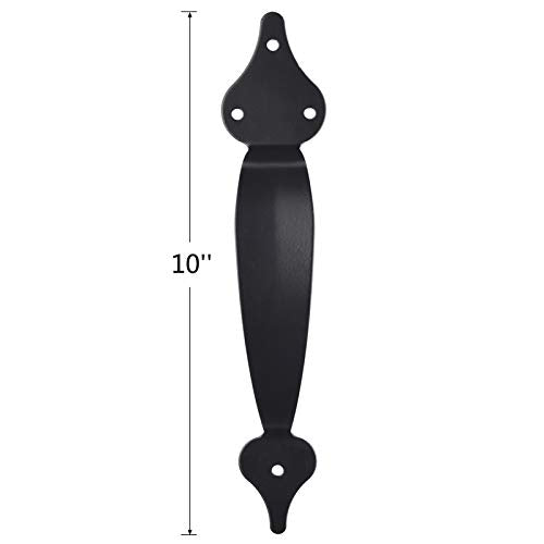 Gate Hardware Kit Heavy Duty,with Self Locking Gate Latch,6 inch T Strap Gate Hinges and 10 inch Gate Door Handle Pull,Shed Door Hardware Set for Wooden Vinyl Fence,Gate,Farm,Garden,Black Finish