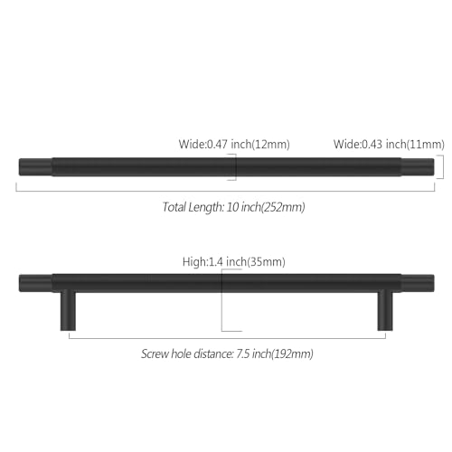 Asidrama 10 Pack 7.5 Inch(192mm) Matte Black Knurled Kitchen Cabinet Handles, Cabinet Pulls Kitchen Cabinet Hardware for Cupboard Drawer Pulls - color: Matte Black, size: 7.5" Hole Center