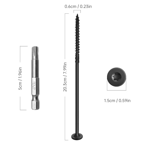8 Inch Black Wood Screws 150Pcs - color: Black, size: #14×8"