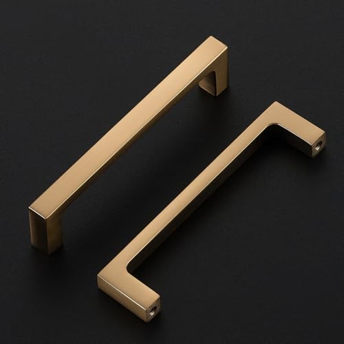 Ravinte Champagne Bronze Kitchen Cabinet Solid Handles,4 Inch,5 Pack - color: Champagne Bronze, size: 4 Inches Hole Center