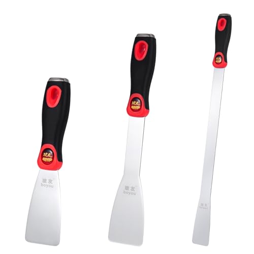 JL&LOVE Stainless Steel Putty Knife Scraper Set, 3Pcs Multi Tool for Windshield, Sticker, Caulk & Paint Removal