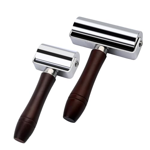 Mnuizu 60mm+100mm Leather Press Edge Roller, Black Leather Craft Roller - color: Black, size: 60mm+100mm