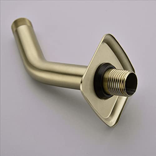 TRUSTMI Shower Arm with Flange, Angled 6-Inch Stainless Steel Replacement Pipe, Wall Mounted Tube for Bathroom Shower Head, Brushed Gold - color: Brushed Gold