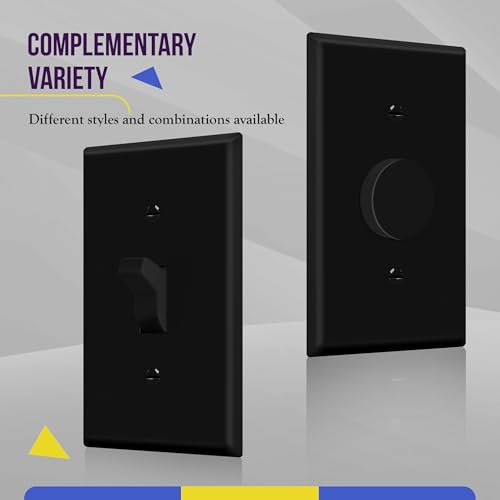 ENERLITES Toggle Light Switch Wall Plate, Gloss Finish, Standard Size 1-Gang 4.50" x 2.76", Unbreakable Polycarbonate Thermoplastic, 8811-BK-10PCS, Glossy Black, 10 Pack - color: Black, size: 10 Pack