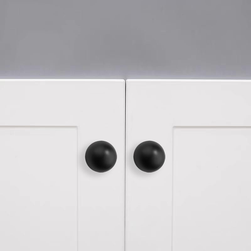 10 Pack 100% Solid 1 inch(25mm) Black Cabinet Knobs Decorative Bi-Fold Door Knob Outside Diameter Diecast Bathroom Cabinet knobs - color: Black, size: 1 inch(25mm)Diameter