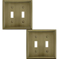 OKAWYC Double Toggle Light Switch Cover Luca Metal Wall Plate, 2-Pack Antique Brass 2 Gang, for Light Switch Cover Decorative Wallplate, Durable - size: 2 Toggle