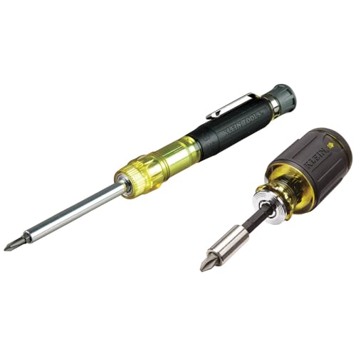 Klein Tools 80037 Screwdriver Tool Set, Multi-Bit Pocket Precision Screwdriver and Adjustable Length Stubby, 2-Piece - style: Multibit Electronic & Multibit Stubby Set
