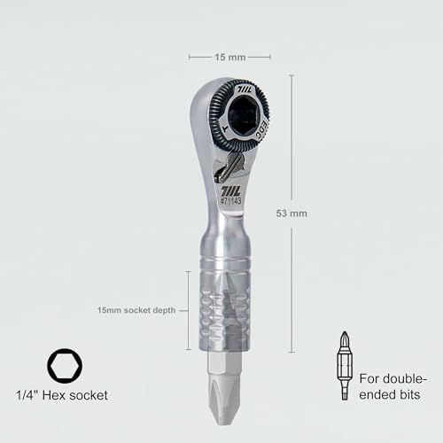 711L Mini Ratchet Wrench TG - One of the World's Smallest 1/4" EDC Ratchet Wrench For Tight Spaces - Stainless Steel - For Double-ended Bits - style: Mini Ratchet TG