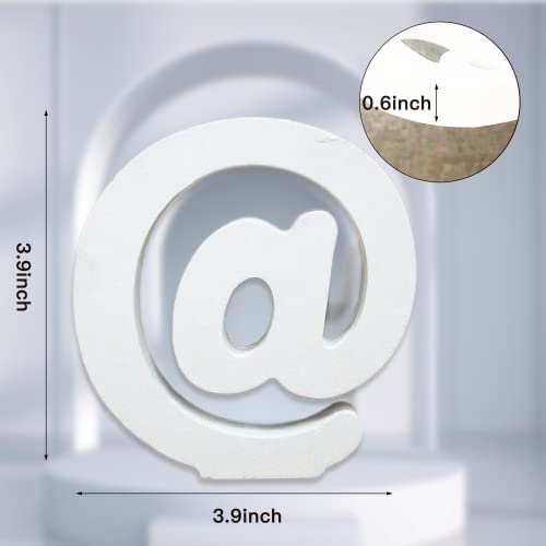 AOCEAN 4 Inch White Wood Letters Unfinished Wood Letter for Wall Decor Decorative Standing Letters Slices Sign Board Decoration for Craft Home Party Projects (@) - style: @