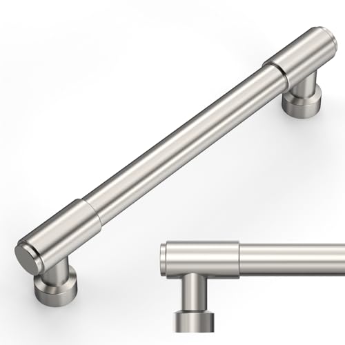 Amerdeco 10 Pack Brushed Satin Nickel Cabinet Pulls 5 Inch(128mm) Hole Center Drawer Pulls Cabinet Hardware Kitchen Cabinet Handles for Bathroom ZH0075 - color: Brushed Satin Nickel, size: 5"/128MM Hole Center