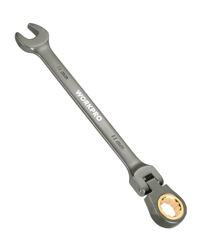 WORKPRO 11 mm Flex-Head Ratcheting Combination Wrench, Nickel Plating - size: 11 mm, style: Nickel Plating